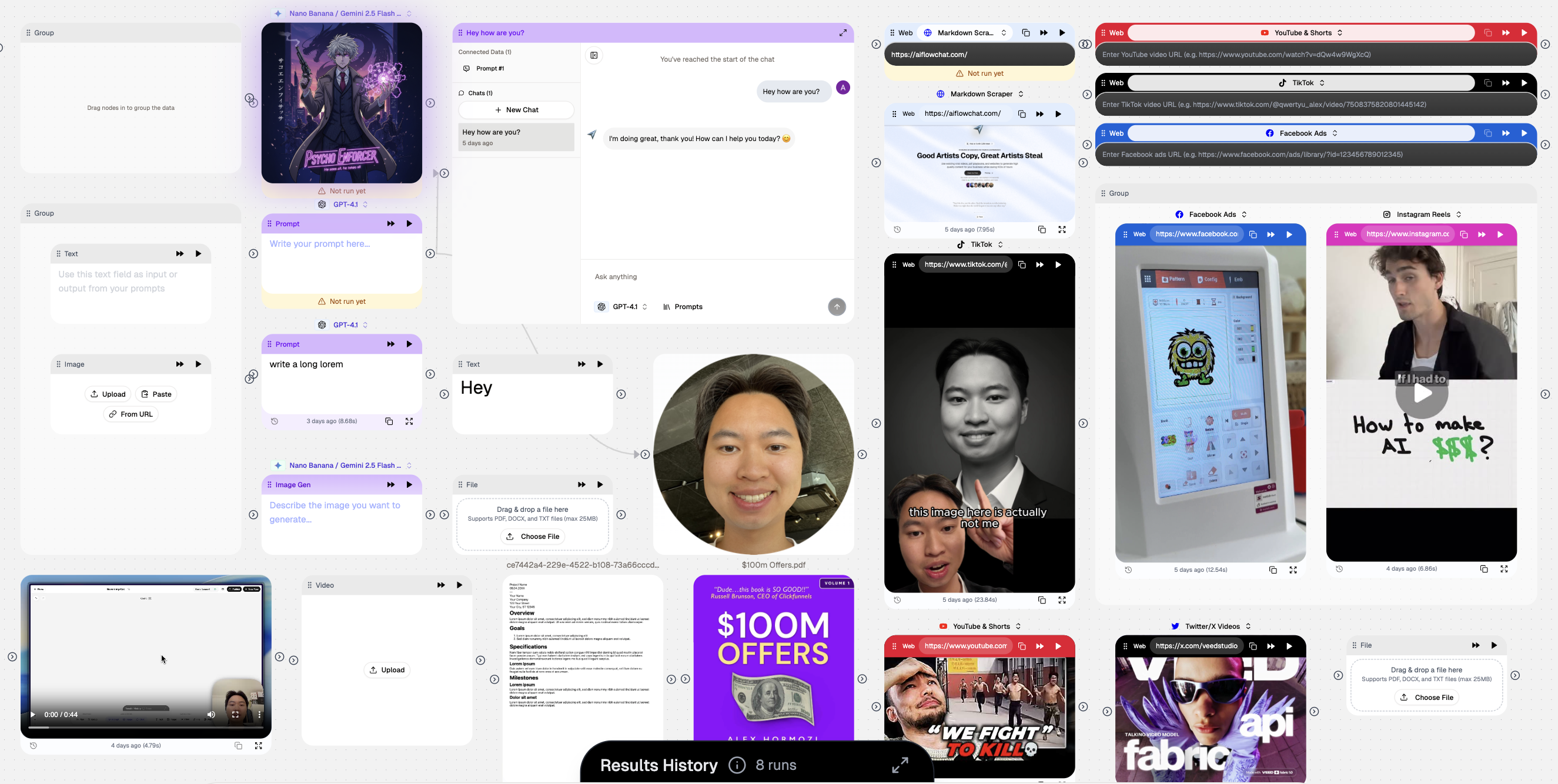 New node designs with snap to grip, semantic header coloring, and visual thumbnails