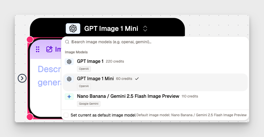 GPT Image 1 Mini model available on AI Flow Chat