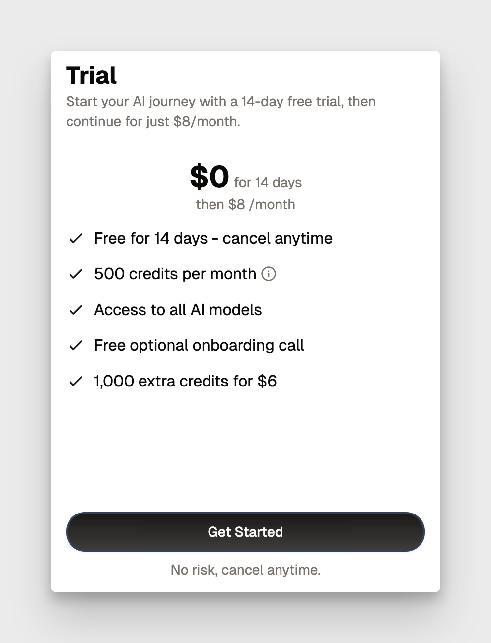Trial plan with 14-day free trial