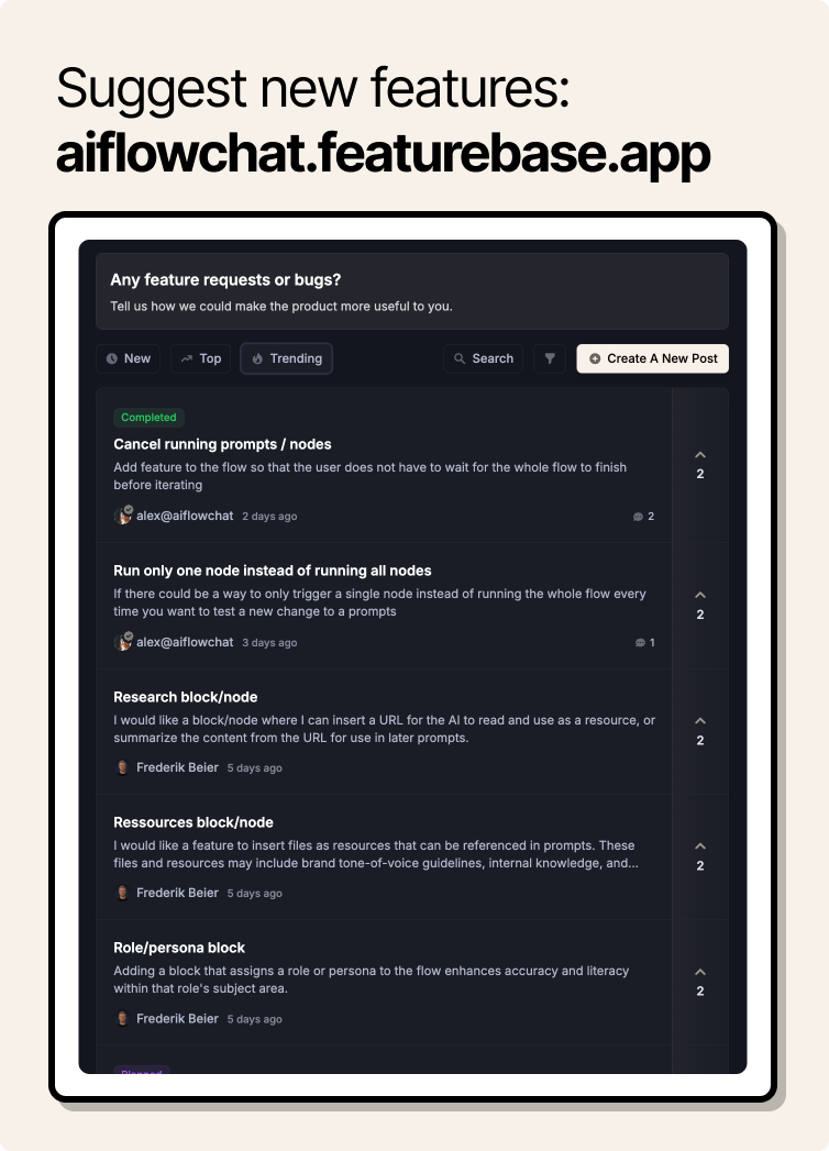 Feature request submission