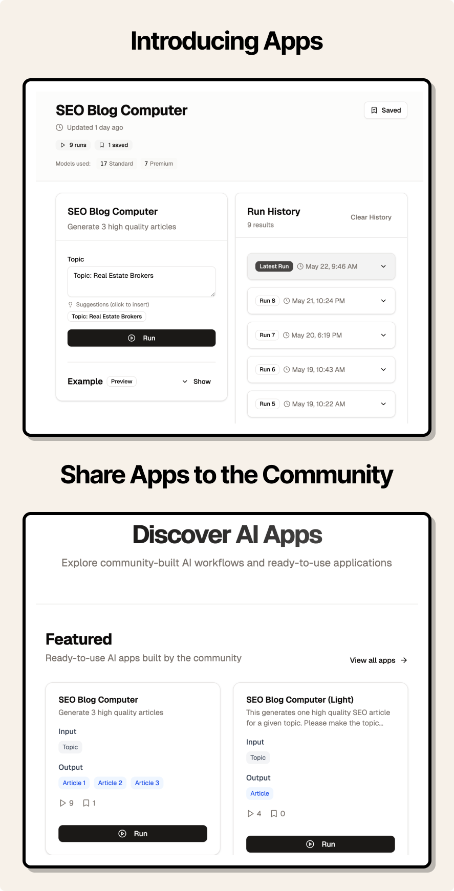Apps feature showcase