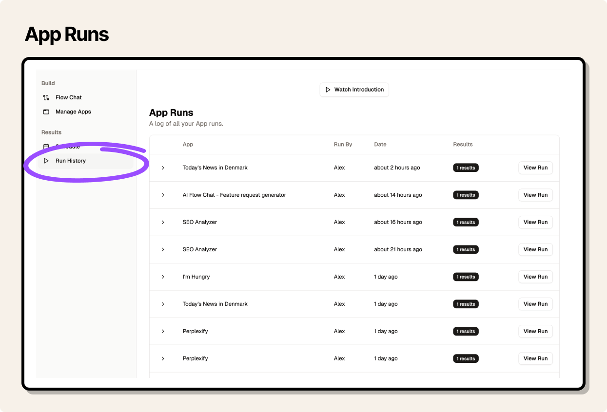 App Runs Overview