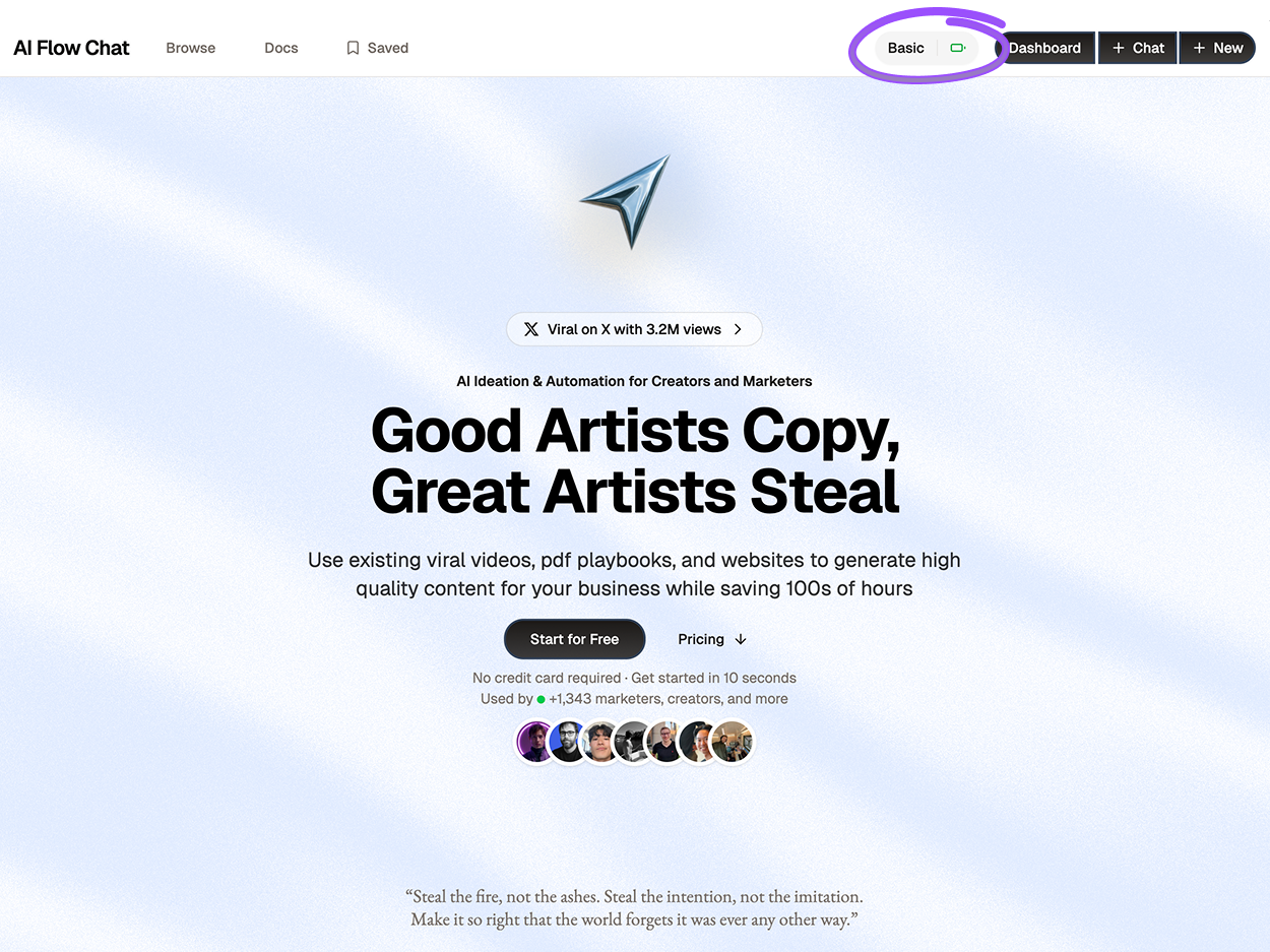 Subscription button in top banner