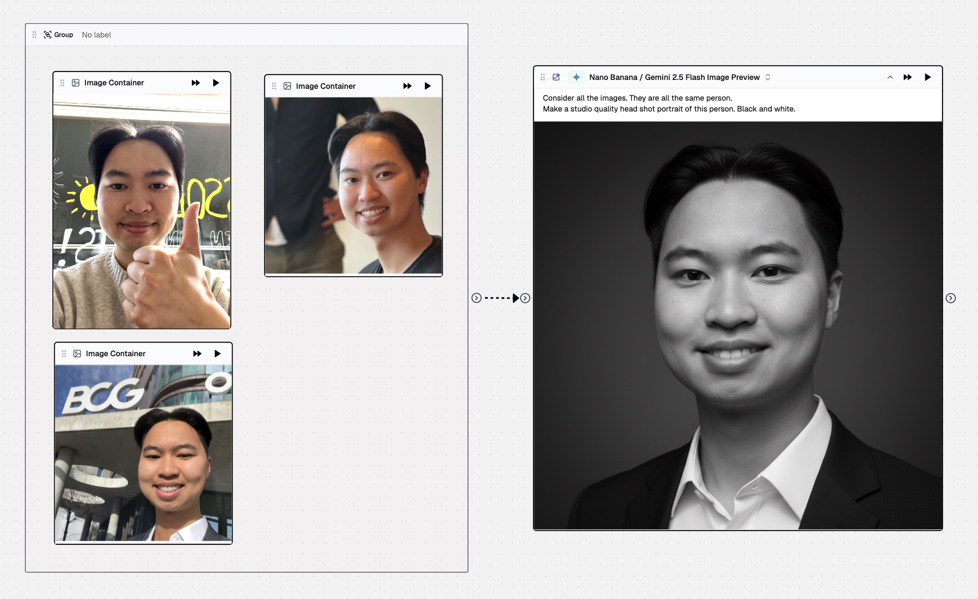 Make professional headshot portraits with nano banana on AI Flow Chat